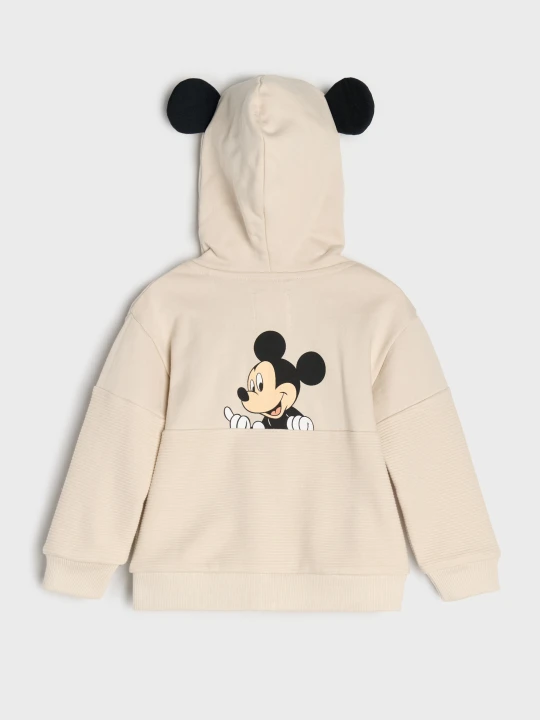 Zdjęcie produktu Sinsay - Rozpinana bluza z kapturem z elementami 3D Mickey Mouse - beżowy