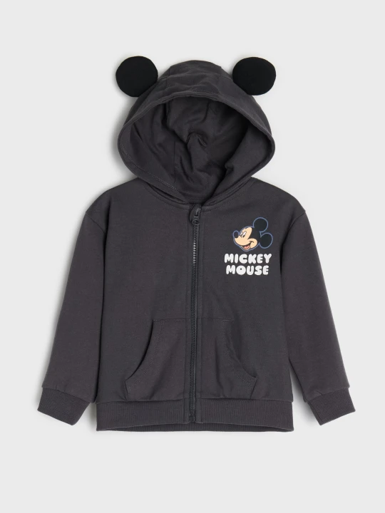 Zdjęcie produktu Sinsay - Rozpinana bluza z kapturem z elementami 3D Mickey Mouse - szary