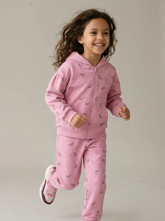 Zdjęcie produktu Sinsay - Rozpinana bluza z kapturem z motywem tęczy z dzianiny fleece - różowy