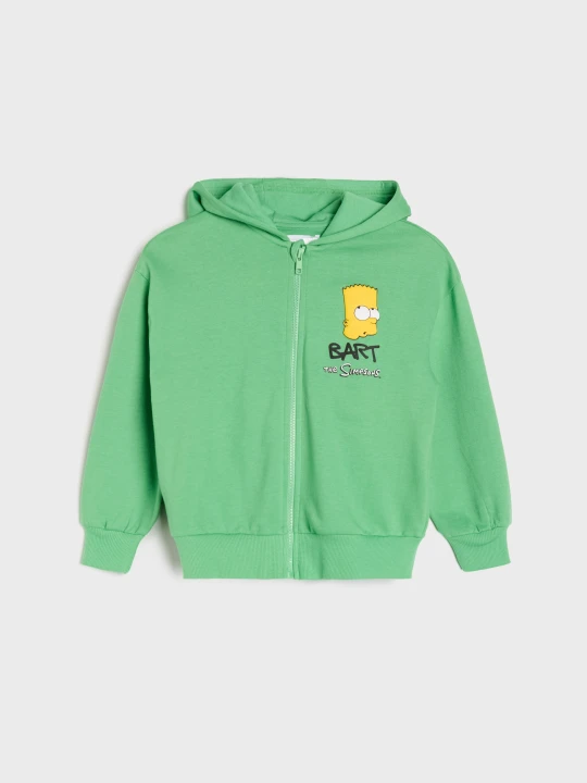 Zdjęcie produktu Sinsay - Rozpinana bluza z kapturem z nadrukiem Bart The Simpsons - zielony