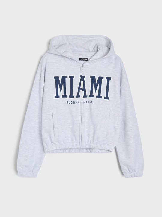 Zdjęcie produktu Sinsay - Rozpinana bluza z kapturem z napisem MIAMI - szary