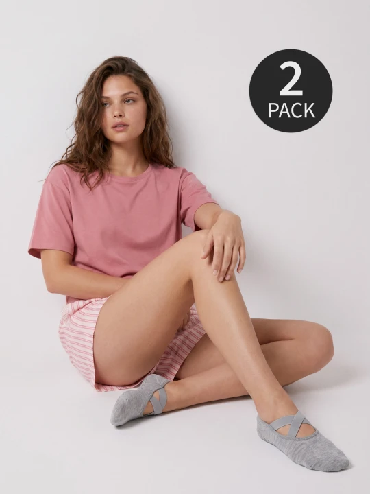 Zdjęcie produktu Sinsay - Skarpetki stopki antypoślizgowe z bawełną 2 pack - wielobarwny