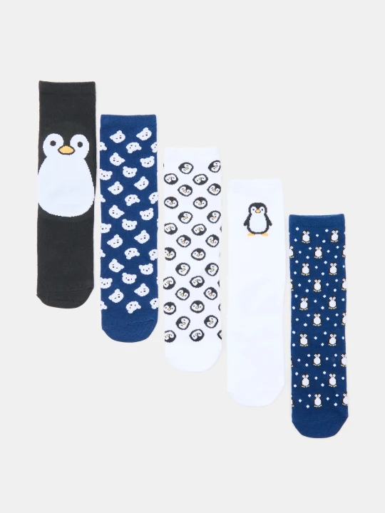 Zdjęcie produktu Sinsay - Skarpetki w pingwiny z bawełną 5 pack - wielobarwny