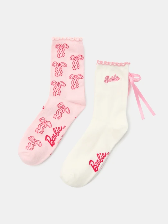 Zdjęcie produktu Sinsay - Skarpetki z bawełną i falbanami 2 pack Barbie - wielobarwny
