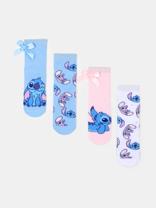 Zdjęcie produktu Sinsay - Skarpetki z bawełną i ozdobnymi kokardami 4 pack Stitch - wielobarwny