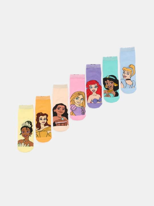 Zdjęcie produktu Sinsay - Skarpetki z metalizowaną nicią Disney Princess 7 pack - wielobarwny