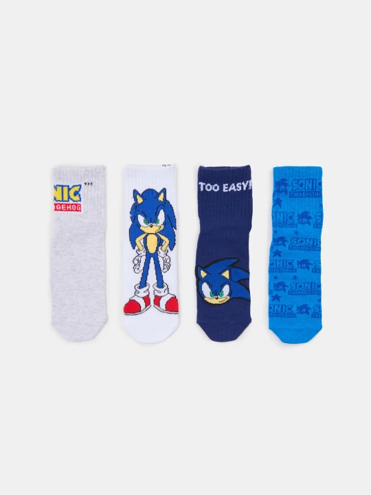 Zdjęcie produktu Sinsay - Skarpetki za kostkę z nadrukiem Sonic the Hedgehog 4 pack - niebieski