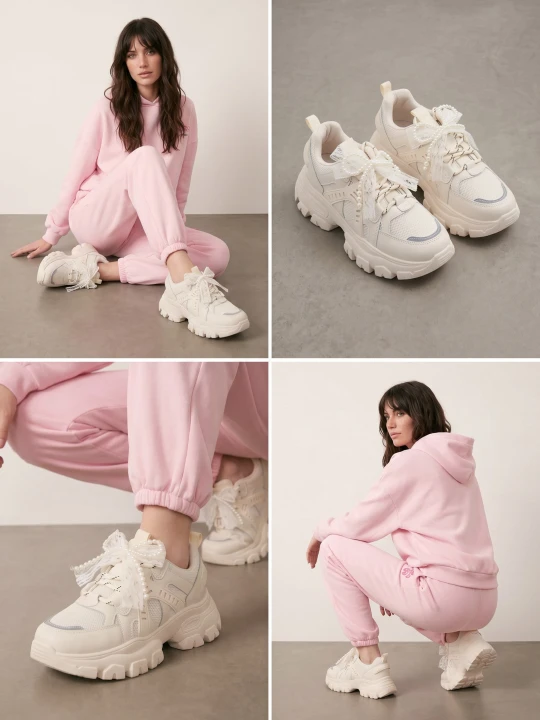 Zdjęcie produktu Sinsay - Sneakersy z dekoracyjną kokardą - kremowy