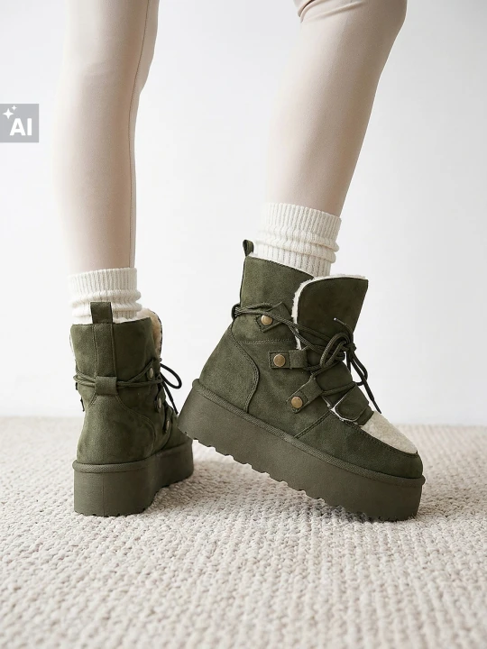 Zdjęcie produktu Sinsay - Śniegowce ze sztucznym barankiem - khaki