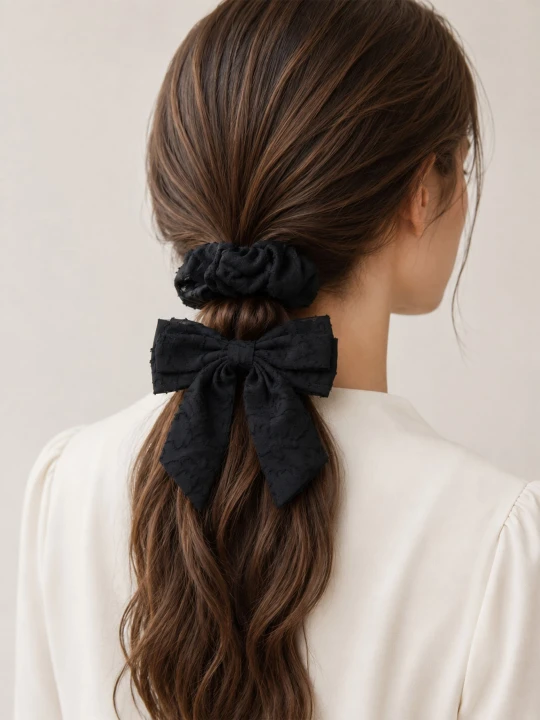Zdjęcie produktu Sinsay - Spinka do włosów z kokardą i gumka scrunchie 2 pack - czarny