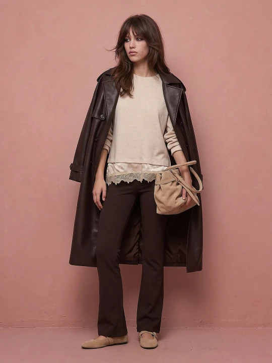 Zdjęcie produktu Sinsay - Spodnie cropped flare - brązowy