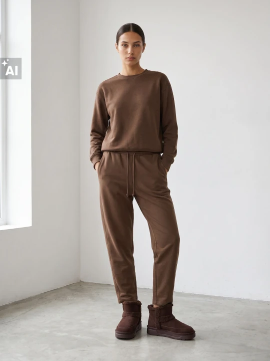 Zdjęcie produktu Sinsay - Spodnie dresowe barrel fleece - brązowy
