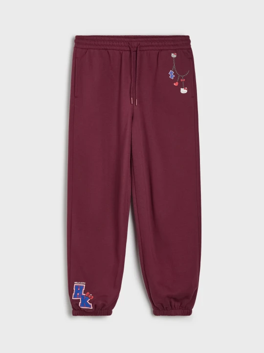 Zdjęcie produktu Sinsay - Spodnie dresowe jogger Hello Kitty - bordowy