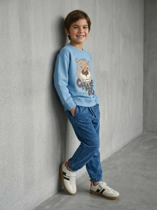 Zdjęcie produktu Sinsay - Spodnie dresowe jogger oversize optic wash - niebieski