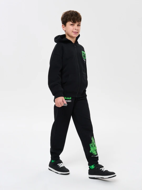 Zdjęcie produktu Sinsay - Spodnie dresowe jogger z nadrukiem Minecraft - czarny