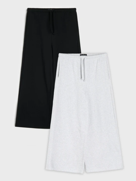 Zdjęcie produktu Sinsay - Spodnie dresowe wide leg 2 pack - czarny