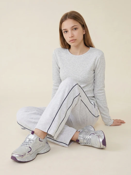 Zdjęcie produktu Sinsay - Spodnie dresowe wide leg z kontrastową lamówką - szary