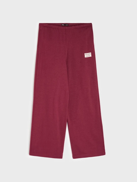 Zdjęcie produktu Sinsay - Spodnie dresowe wide leg z naszywką - bordowy