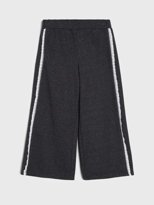 Zdjęcie produktu Sinsay - Spodnie dresowe wide leg z ozdobną koronką - szary