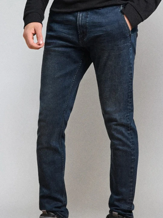 Zdjęcie produktu Sinsay - Spodnie jeansowe chino slim fit - niebieski