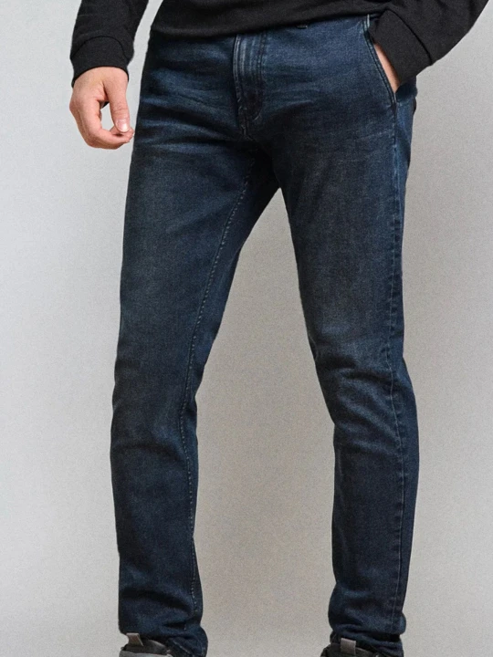 Zdjęcie produktu Sinsay - Spodnie jeansowe chino slim fit - niebieski