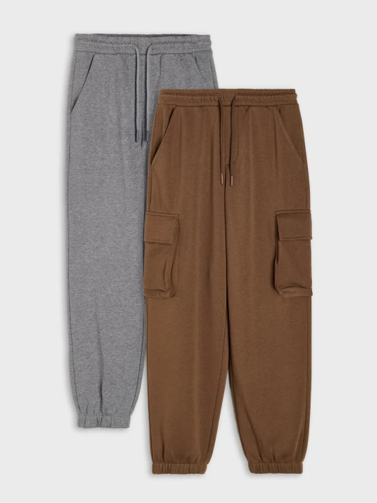Zdjęcie produktu Sinsay - Spodnie jogger z bawełną 2 pack - brązowy