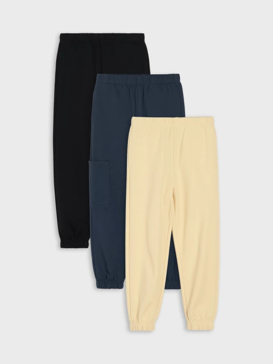 Zdjęcie produktu Sinsay - Spodnie oversize z z dzianiny pique i french terry 3 pack - granatowy