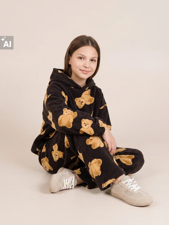 Zdjęcie produktu Sinsay - Spodnie polarowe z motywem misiów i stoperami przy nogawkach - wielobarwny