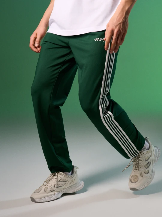 Zdjęcie produktu Sinsay - Spodnie sportowe straight leg z lampasami - zielony