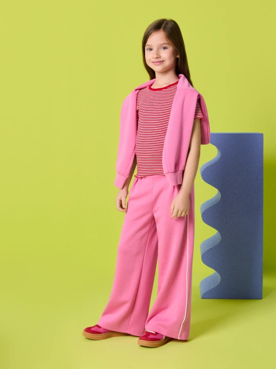 Zdjęcie produktu Sinsay - Spodnie wide leg z domieszką wiskozy Active - różowy