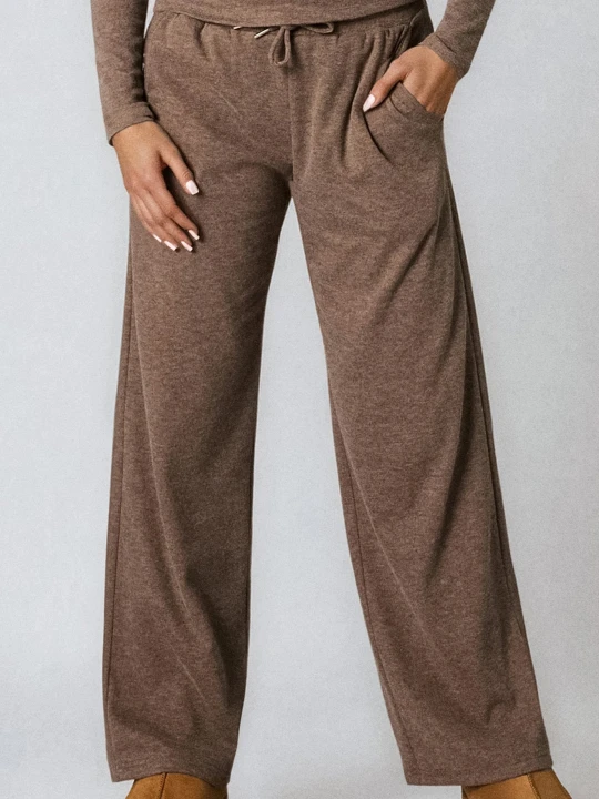 Zdjęcie produktu Sinsay - Spodnie wide leg basic - brązowy