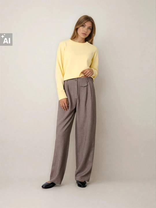 Zdjęcie produktu Sinsay - Spodnie wide leg - beżowy