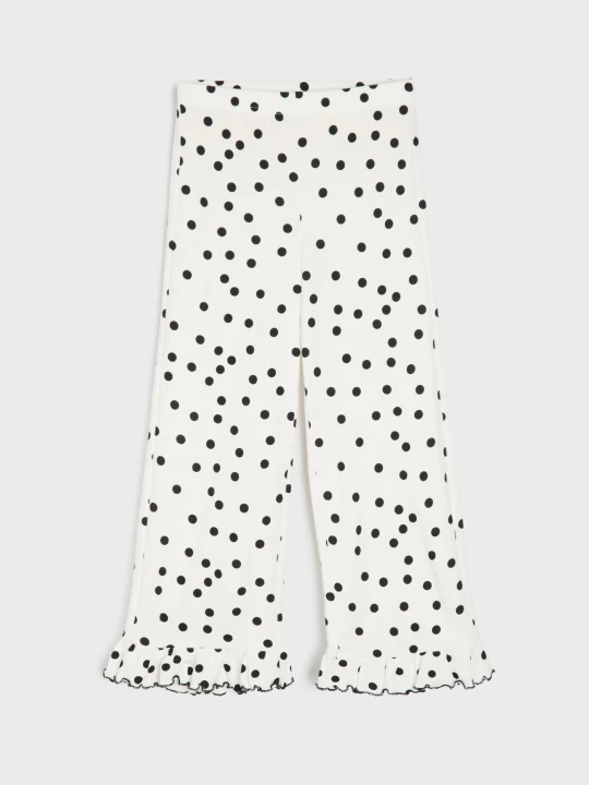 Zdjęcie produktu Sinsay - Spodnie wide leg w kropki z falbankami - wielobarwny