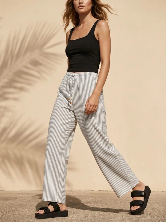 Zdjęcie produktu Sinsay - Spodnie wide leg w paski - wielobarwny