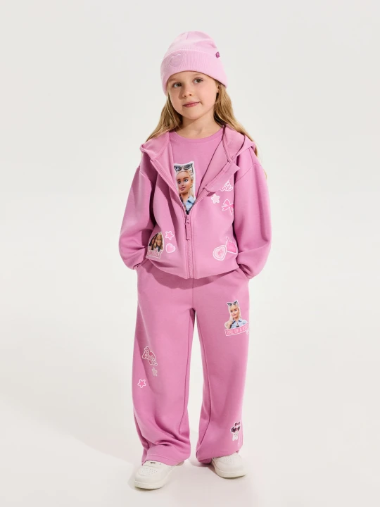 Zdjęcie produktu Sinsay - Spodnie wide leg z domieszką wiskozy Barbie Active - różowy