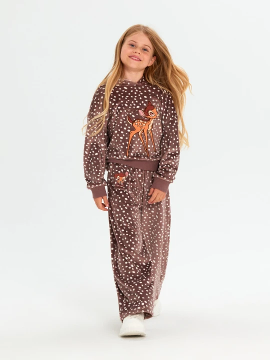 Zdjęcie produktu Sinsay - Spodnie wide leg z haftem Bambi - brązowy