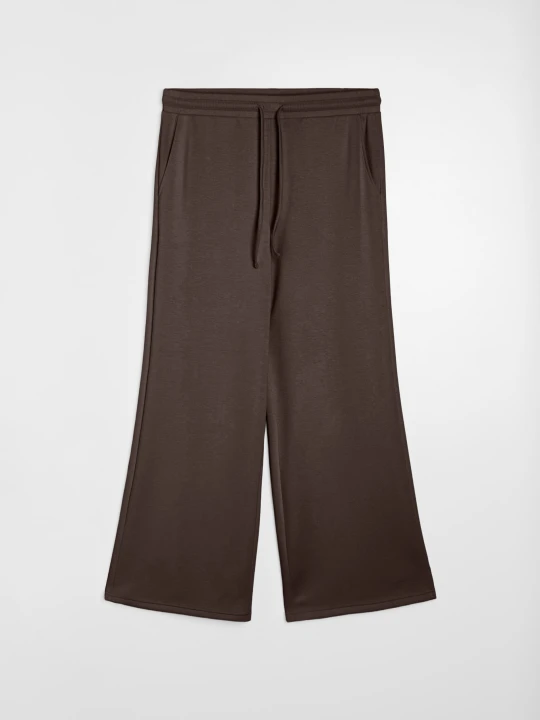 Zdjęcie produktu Sinsay - Spodnie wide leg z kieszeniami i domieszką wiskozy, soft touch - brązowy