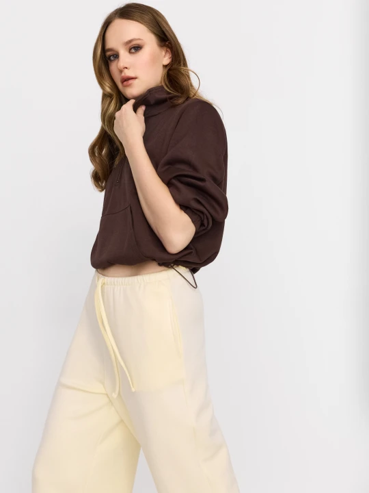 Zdjęcie produktu Sinsay - Spodnie wide leg z miękkiej dzianiny z domieszką wiskozy soft touch - żółty