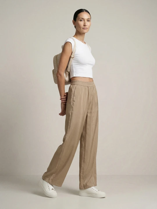 Zdjęcie produktu Sinsay - Spodnie wide leg z modalem - beżowy