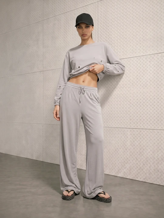 Zdjęcie produktu Sinsay - Spodnie wide leg z modalem - szary