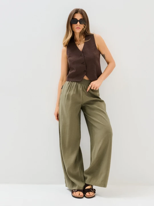 Zdjęcie produktu Sinsay - Spodnie wide leg z modalem - zielony
