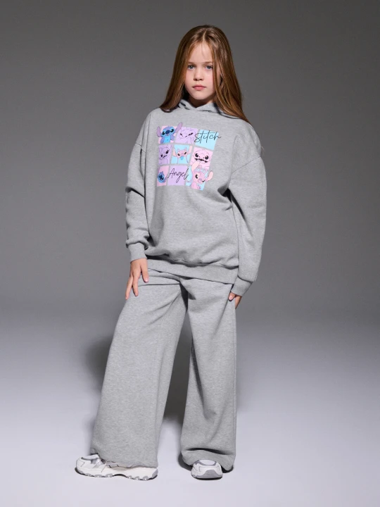 Zdjęcie produktu Sinsay - Spodnie wide leg z nadrukiem Stitch - szary