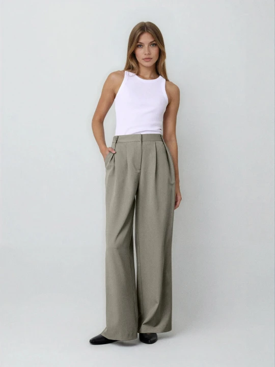 Zdjęcie produktu Sinsay - Spodnie wide leg - zielony