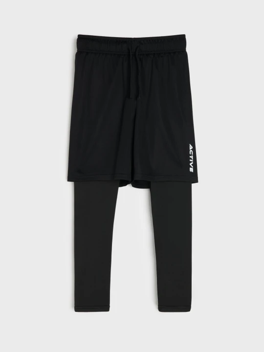 Zdjęcie produktu Sinsay - Sportowe legginsy z szortami 2 w 1 Active - czarny