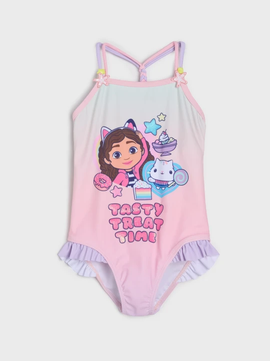 Zdjęcie produktu Sinsay - Strój kąpielowy z falbankami i nadrukiem Gabby's Dollhouse - wielobarwny