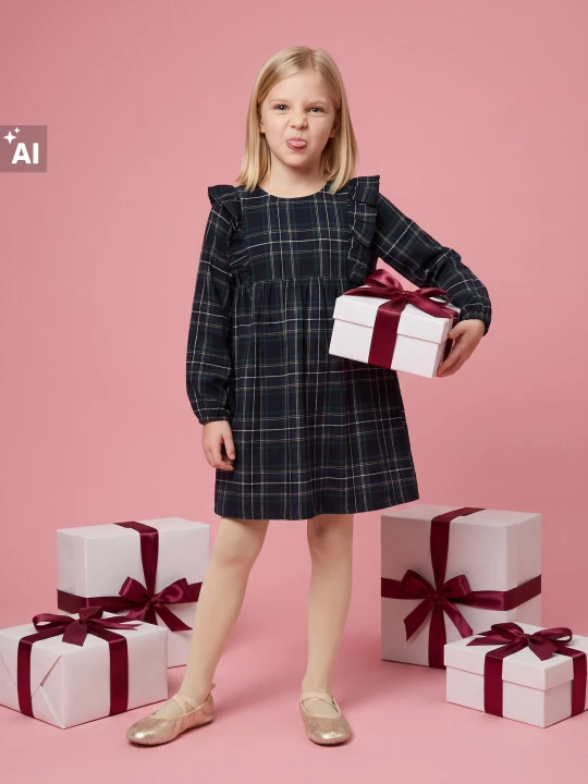 Zdjęcie produktu Sinsay - Sukienka babydoll w kratę - wielobarwny
