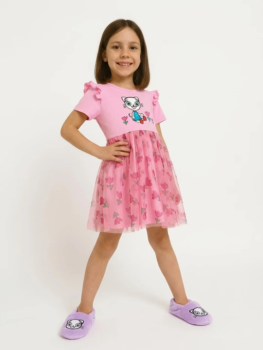 Zdjęcie produktu Sinsay - Sukienka babydoll z nadrukiem Kicia Kocia - różowy