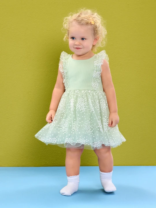 Zdjęcie produktu Sinsay - Sukienka babydoll z tiulowym dołem - zielony