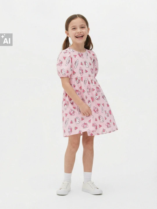 Zdjęcie produktu Sinsay - Sukienka babydoll ze wzorem Hello Kitty - różowy