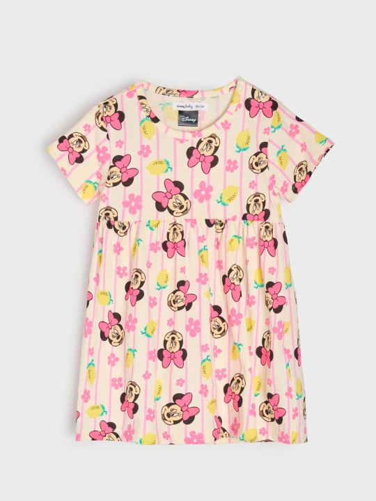 Zdjęcie produktu Sinsay - Sukienka babydoll ze wzorem Minnie Mouse - kremowy